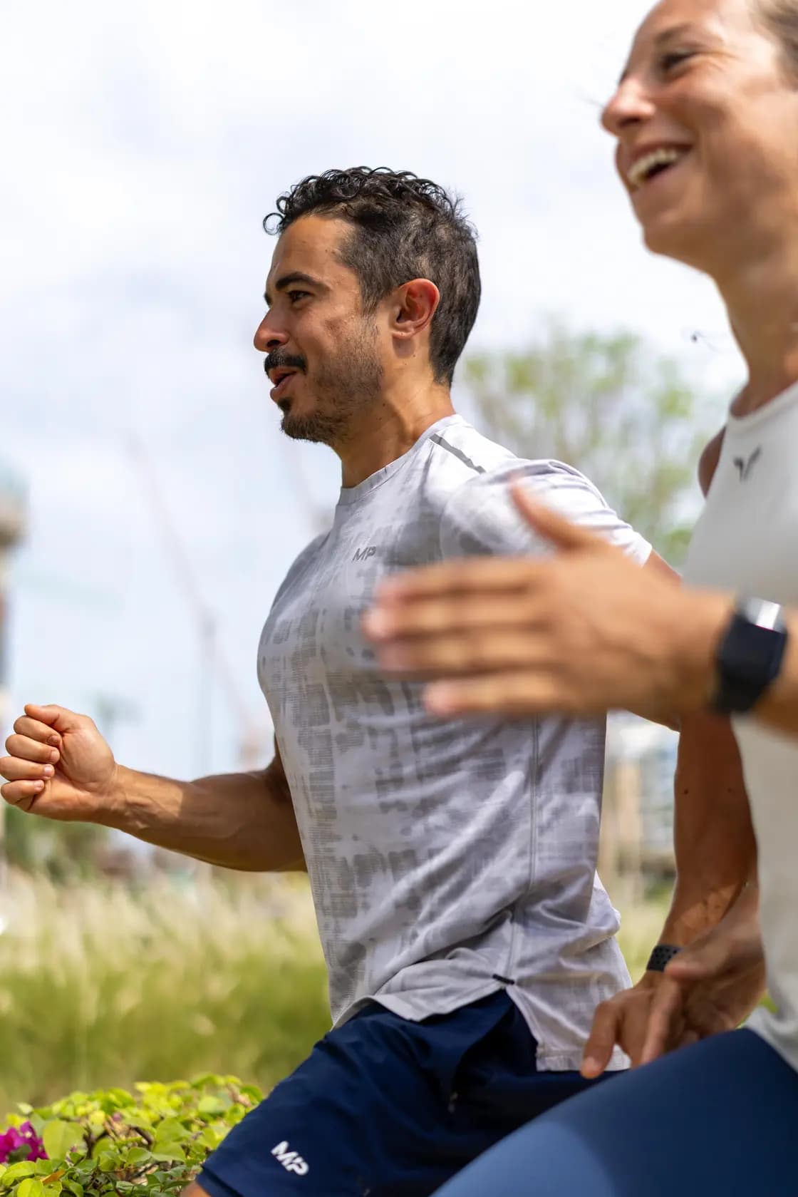 Everybody coaches running together outdoors